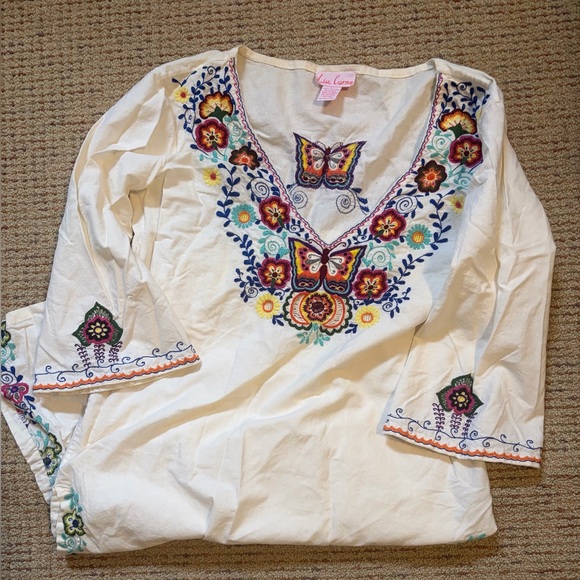 Lisa Curran Embroidered White Kaftan Dress - Picture 7 of 8